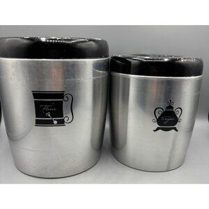 Vtg West Bend Set Of 2 Aluminum Flour Sugar Canisters MCM Retro